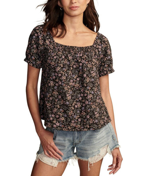 Women's Cotton Printed Short-Sleeve Top