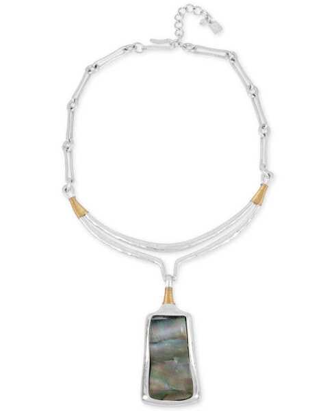 Robert Lee Morris Soho two-Tone Sculptural Stone Pendant Necklace