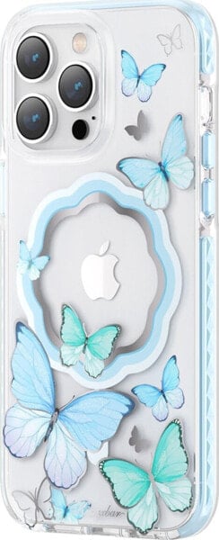 Kingxbar Kingxbar Butterfly Series magnetyczne etui iPhone 14 Plus MagSafe etui z motylami niebieskie