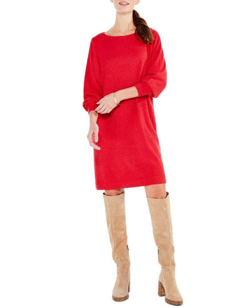 Nic+Zoe Petite Cozy Rib Dress Women's Red Pp