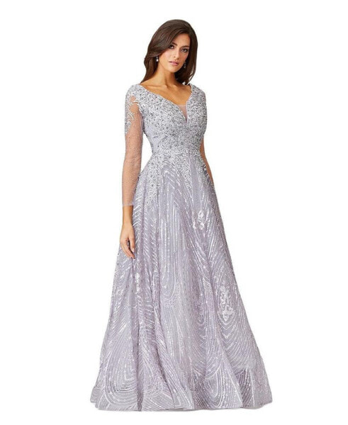 Women's Long Sleeve Lace Ballgown