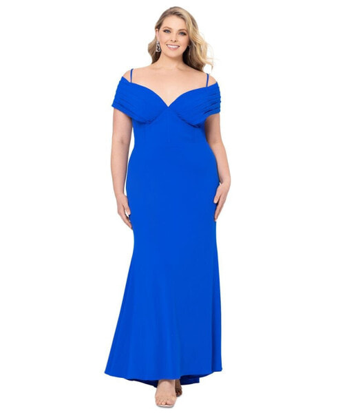 Plus Size Off-The-Shoulder Scuba Corset Sheath Dress