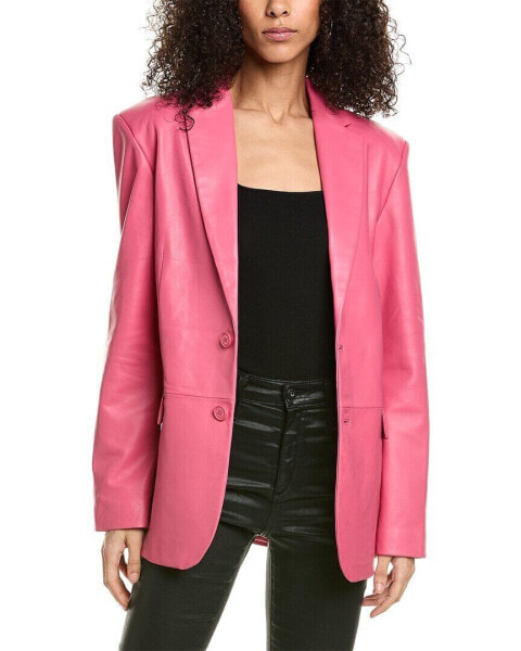 Lamarque Leather Blazer Women's Pink Xs