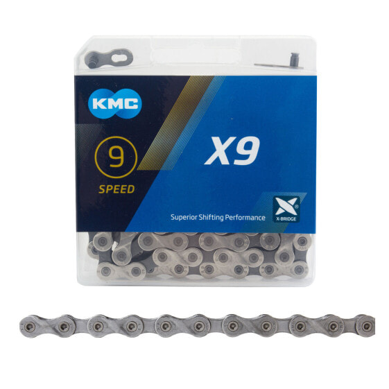 KMC X9.93 Chain - 9-Speed, 116 Links, Silver/Gray