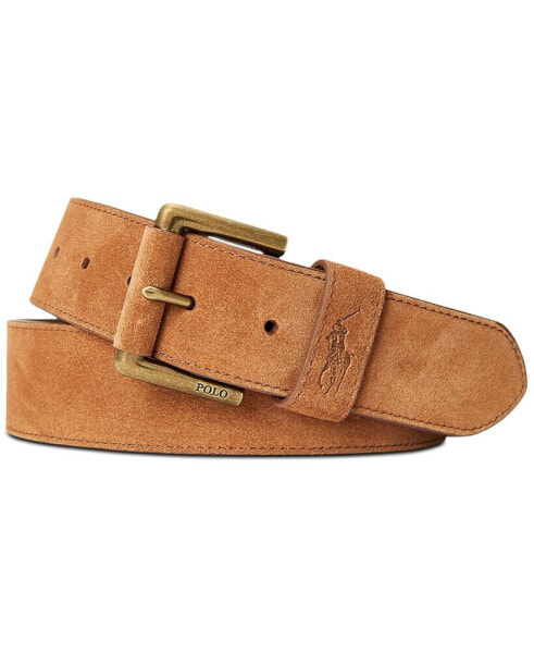 Men's Roller-Buckle Suede Belt