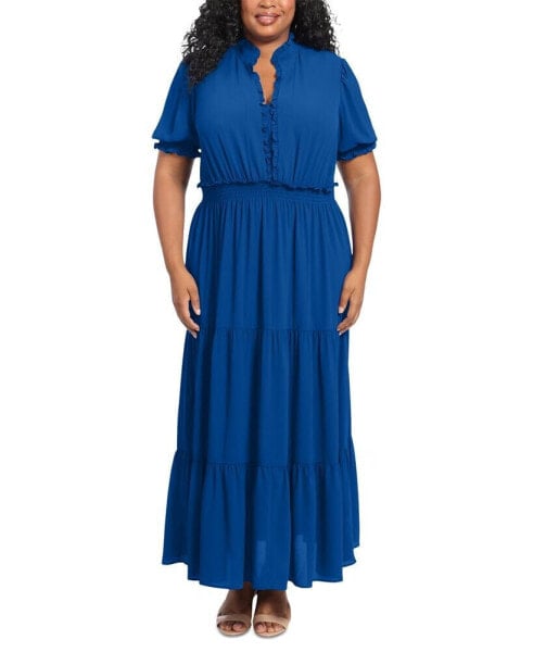 Plus Size Smocked Tiered Maxi Dress