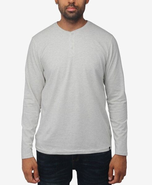 Men's Soft Stretch Henley Neck Long Sleeve T-shirt