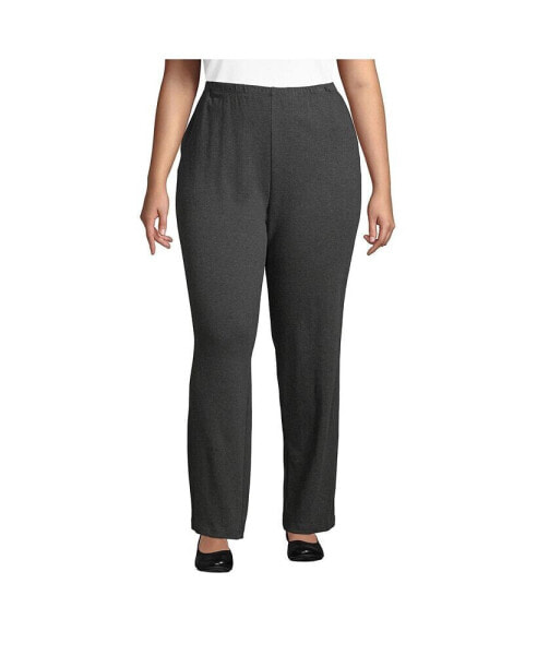 Plus Size Sport Knit High Rise Elastic Waist Pants