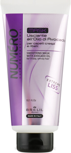 Glättende Haarmaske mit Avocadoöl für krauses und widerspenstiges Haar - Brelil Numero Smoothing Mask 300 ml