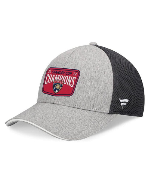 Men's Gray/Charcoal Florida Panthers 2024 Stanley Cup Champions Locker Room Meshback Structured Adjustable Hat