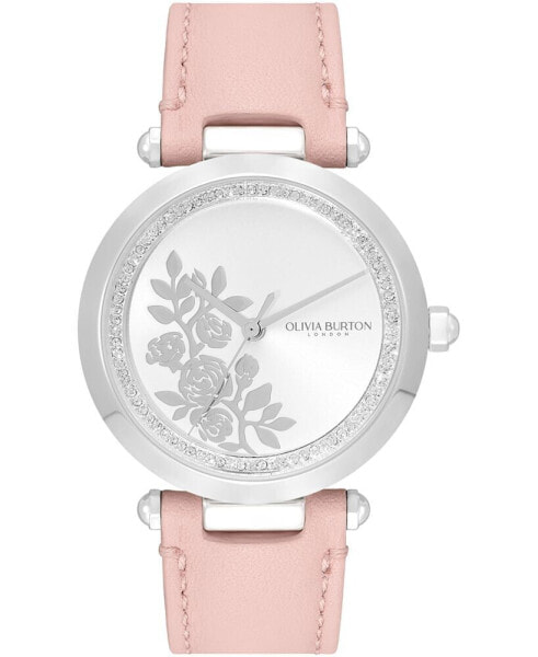 Women's Signature Floral Pink Leather Strap Watch 34mm