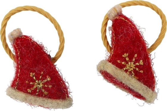 Haargummis Weihnachtsmütze mit Ring rot