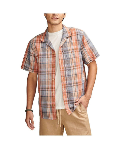 Men's Plaid Linen Camp Shirt