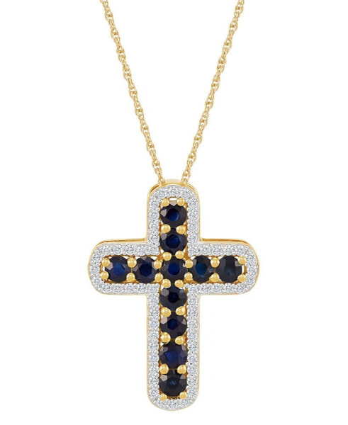 Emerald (5/8 ct. t.w.) & Diamond (1/5 ct. t.w.) Cross 18" Pendant Necklace in 14k Gold (Also in Ruby & Sapphire)