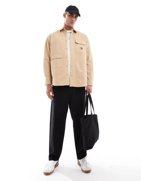 Tommy Jeans archive utility shirt in sand