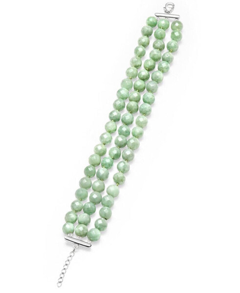 Jade Triple Row Statement Bracelet in Sterling Silver