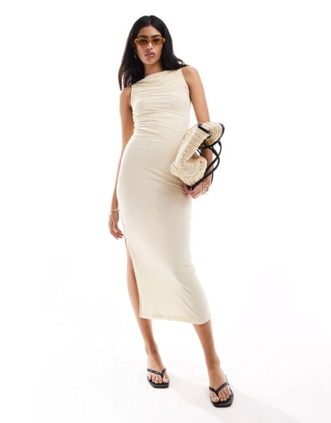 JJXX mesh sleeveless maxi dress in buttermilk