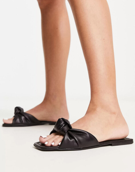 ASOS DESIGN Firefly knot flat sandal in black