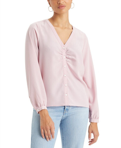 Women's Zenda Ruched Long-Sleeve Blouse