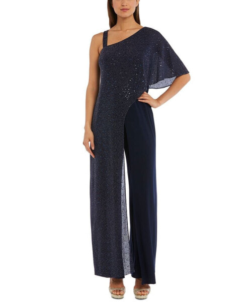 One-Shoulder Metallic Jumpsuit