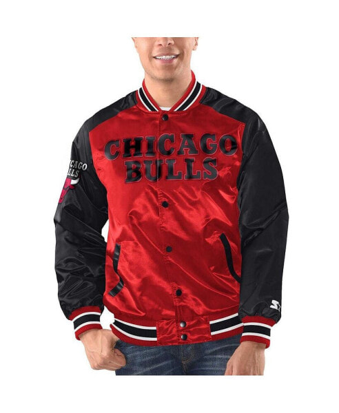 Men's Red, Black Chicago Bulls Renegade Satin Full-Snap Varsity Jacket
