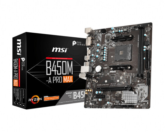 MSI B450M-A PRO MAX - AMD - Socket AM4 - AMD Athlon - AMD Ryzen - AMD Ryzen™ 3 - 2nd Generation AMD Ryzen™ 3 - 3rd Generation AMD Ryzen™... - Socket AM4 - DDR4-SDRAM - 32 GB - Материнская плата