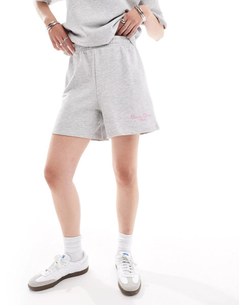 ONLY Miami print sweat short co-ord in light grey