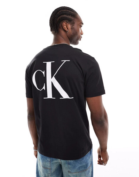 Calvin Klein Jeans logo back print t-shirt in black