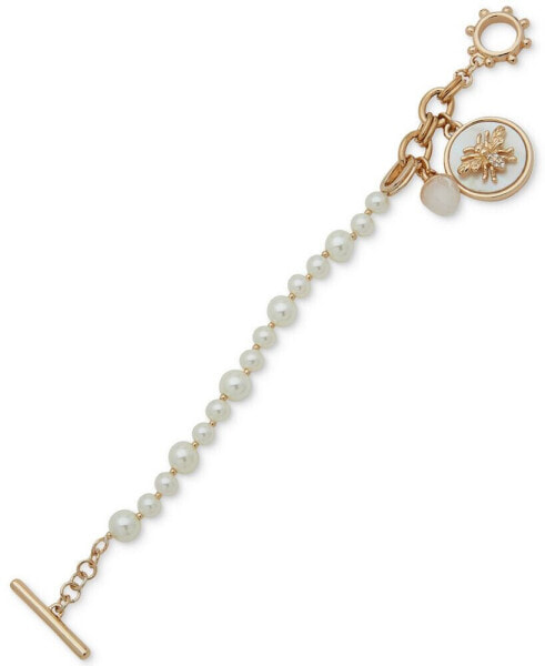 Gold-Tone Bee Charm Toggle Flex Bracelet