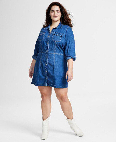 Plus Size Ellie Button-Down Denim Dress