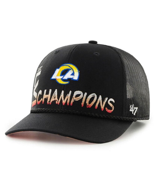 Men's '47 Black Los Angeles Rams Super Bowl LVI Champions Sunset Trucker Adjustable Hat