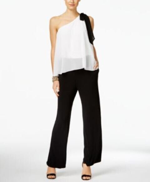 Inc International Concepts Women's Colorblocked Jumpsuit Black White 6