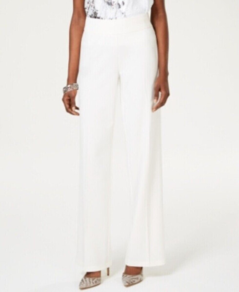 Inc International Concepts Wide Leg Crepe Side Zip Pull On Pants Washed White 2