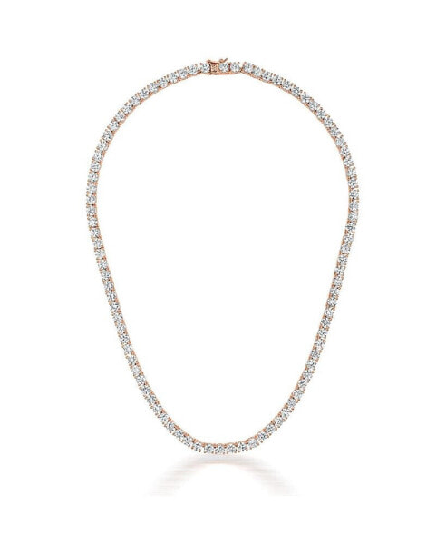 Sterling Silver Clear Cubic Zirconia 4MM Tennis Necklace