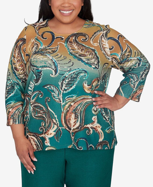 Plus Size Emerald Isle Women's Paisley Ombre Top