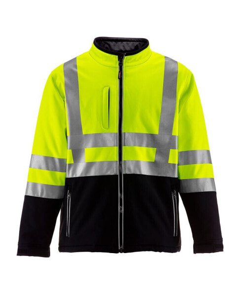 Men's High Visibility Insulated Softshell Jacket with Reflective Tape