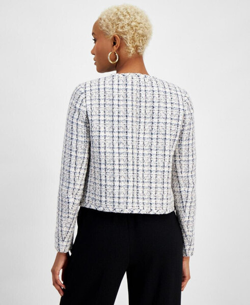 Women's Tweed Cropped Collarless Jacket, Created for Macy's