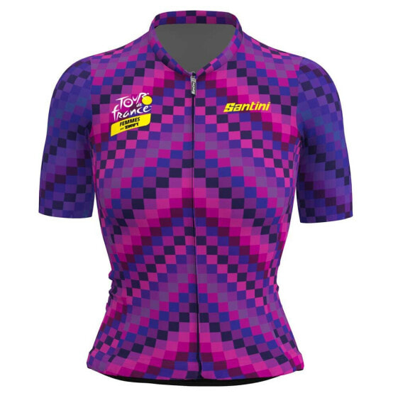Спортивный светло-розовый джерси Santini Tour De France Femme Avec Zwift Official Tourmalet 2023 для женщин
