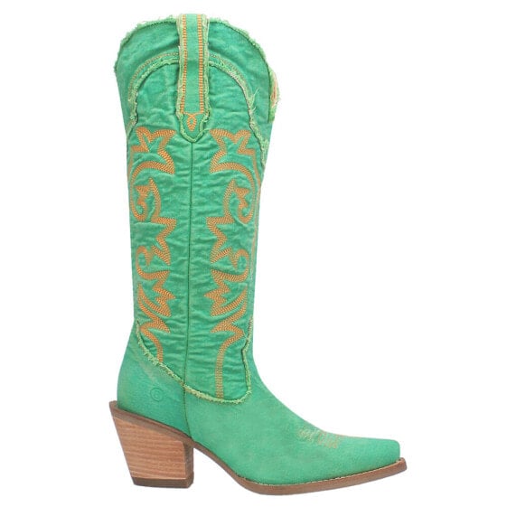 Dingo Texas Tornado Embroidered Snip Toe Cowboy Womens Green Casual Boots DI943