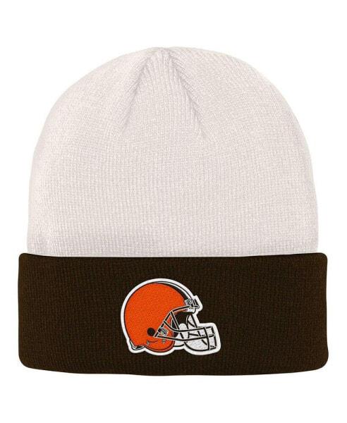 Big Boys and Girls Cream, Brown Cleveland Browns Bone Cuffed Knit Hat