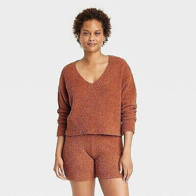 Women's Cozy Yarn Pullover Sweater - Stars Above Brown XL