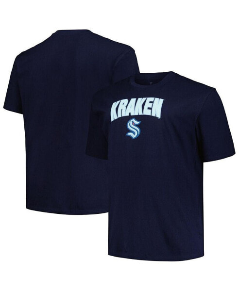Men's Navy Seattle Kraken Big and Tall Arch Over Logo T-shirt