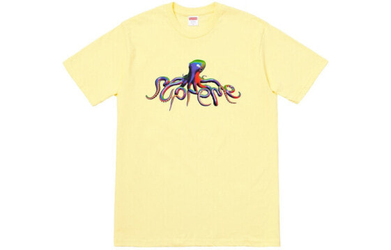 Supreme SS18 Tentacles Tee Pale Yellow 触手 印花短袖T恤 男女同款 黄色 送礼推荐 / Футболка Supreme SS18 Tentacles Tee Pale Yellow SUP-SS18-486