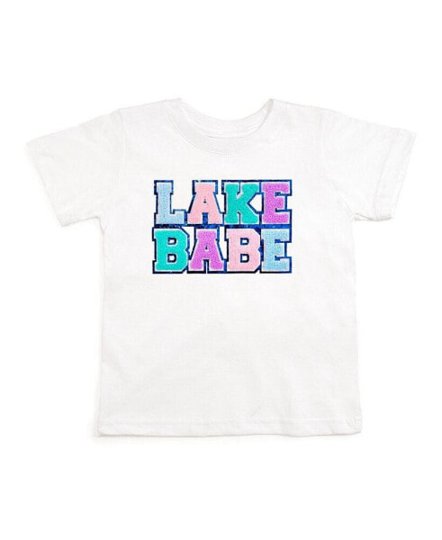 Little and Big Girls Lake Babe Patch Short Sleeve T-Shirt