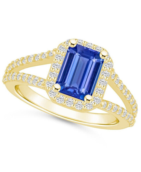 Tanzanite (1-5/8 Ct. t.w.) and Diamond (1/2 Ct. t.w.) Halo Ring