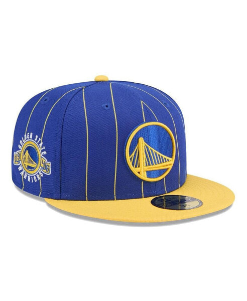 Men's Royal/Gold Golden State Warriors Pinstripe Two-Tone 59Fifty Fitted Hat