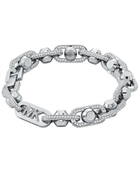 Rhodium-Plated Brass Pavé Astor Link Chain Bracelet