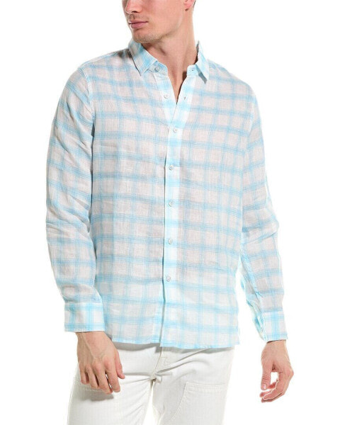 Raffi Plaid Printed Linen Shirt Men's
