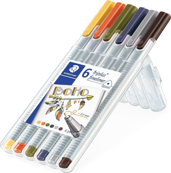 Staedtler Cienkopis triplus BOHO 0.3 mm 6 kolorów w etui Staedtler