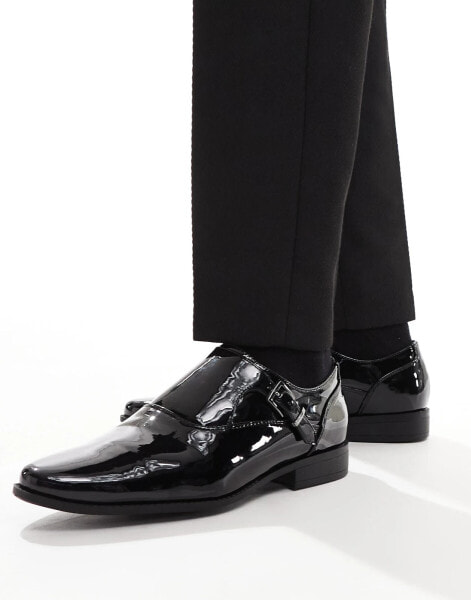 ASOS DESIGN monk shoes in black patent